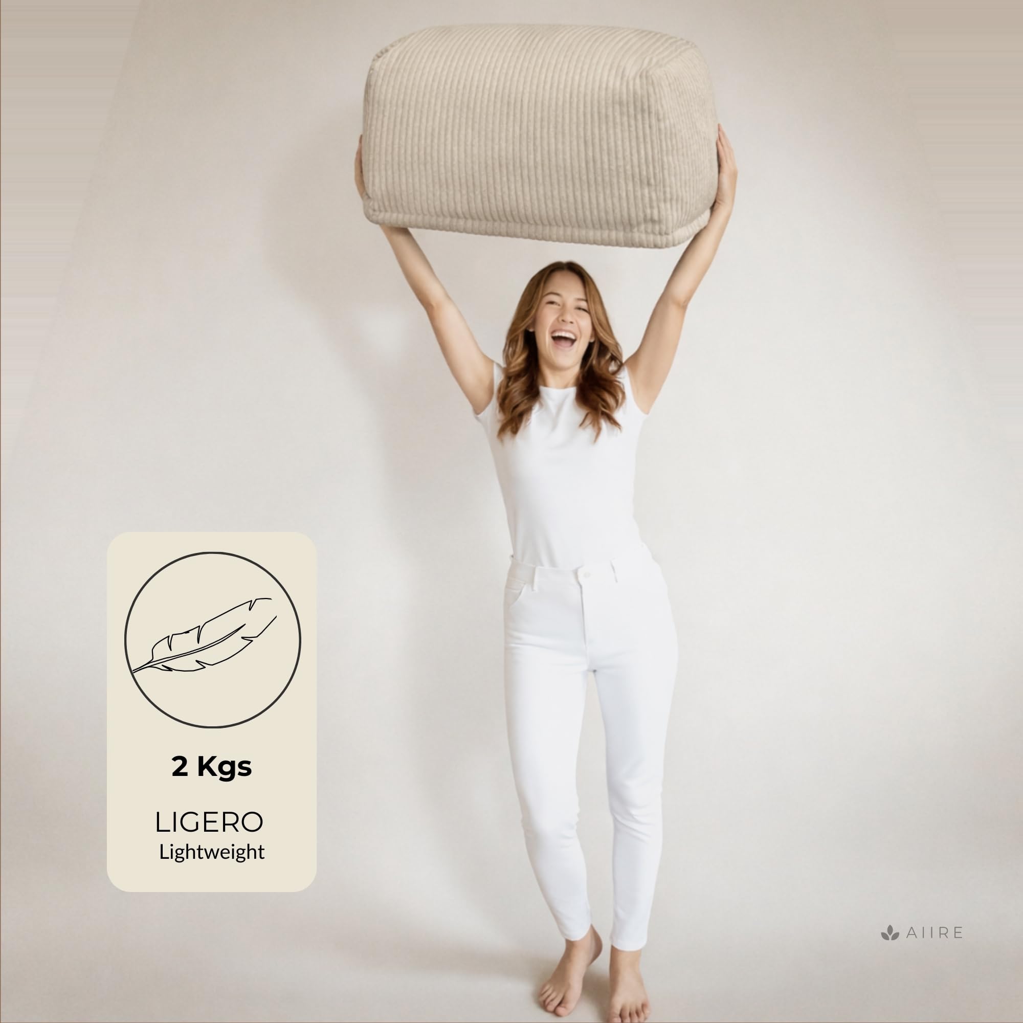 Aiire Reposapies Puff Salon Moderno - Puf Reposa Pies o Taburete para Sofa - Cojin de Suelo XXL para Decoracion Habitación Juvenil o Infantil - Bean Bag Gamer [50x40x30 cm]