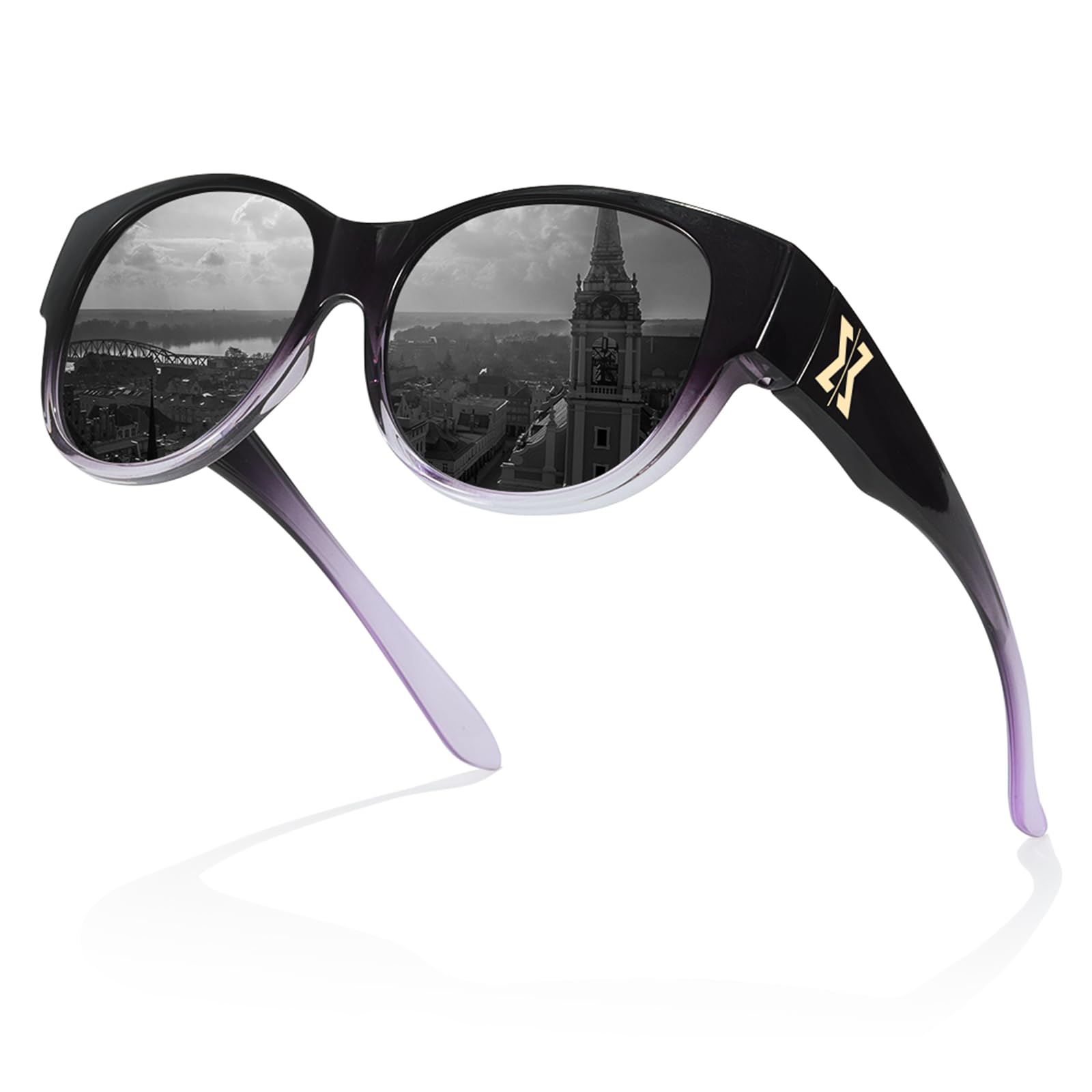 Trysee® Fit Over Sunglasses for Women Polarized UV400 Protection Oversized Shades to Wear Over Glasses CTS5779-2M