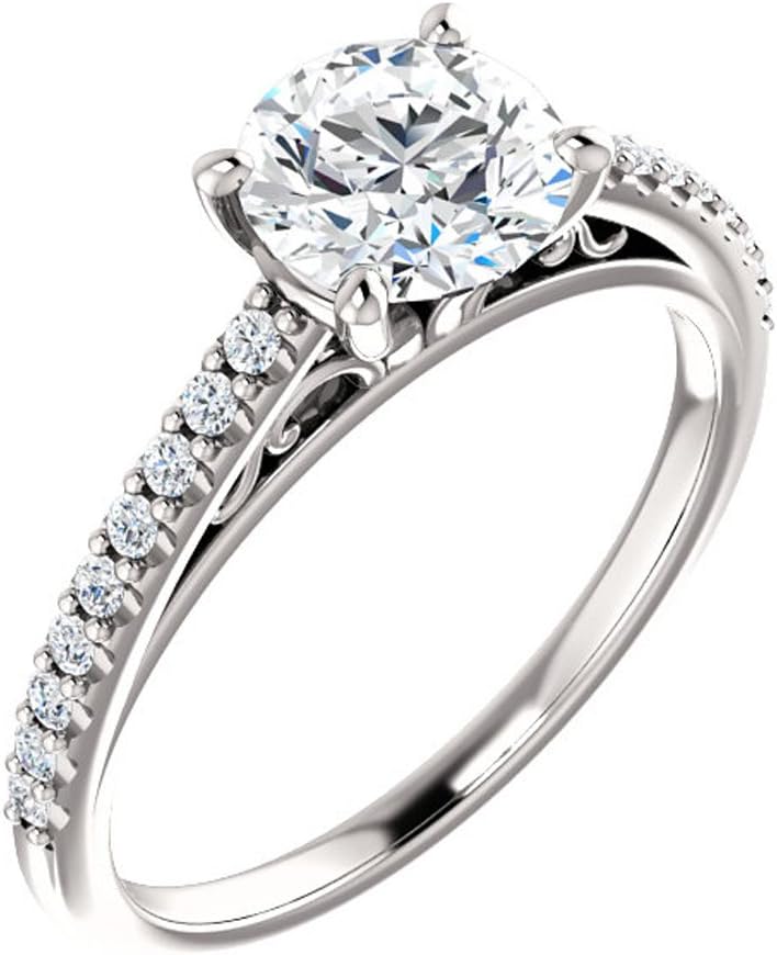 Forever One Moissanite Near Colorless & Diamond Cathedral-Style Engagement Ring in 14k White or Yellow Gold
