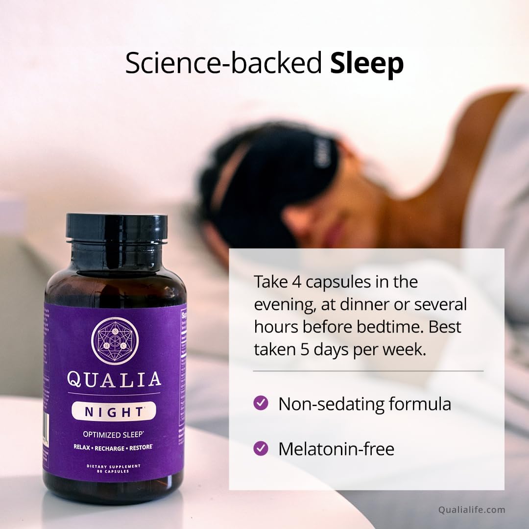 Qualia Life Sciences Qualia Night Sleep Aid | Non-Habit Forming | Science-Backed Supplement for Deep Refreshing Sleep | Melatonin-Free, Vegan, Non-GMO, Gluten-Free 80 Count | (1 Month Supply) — Amazon image 6