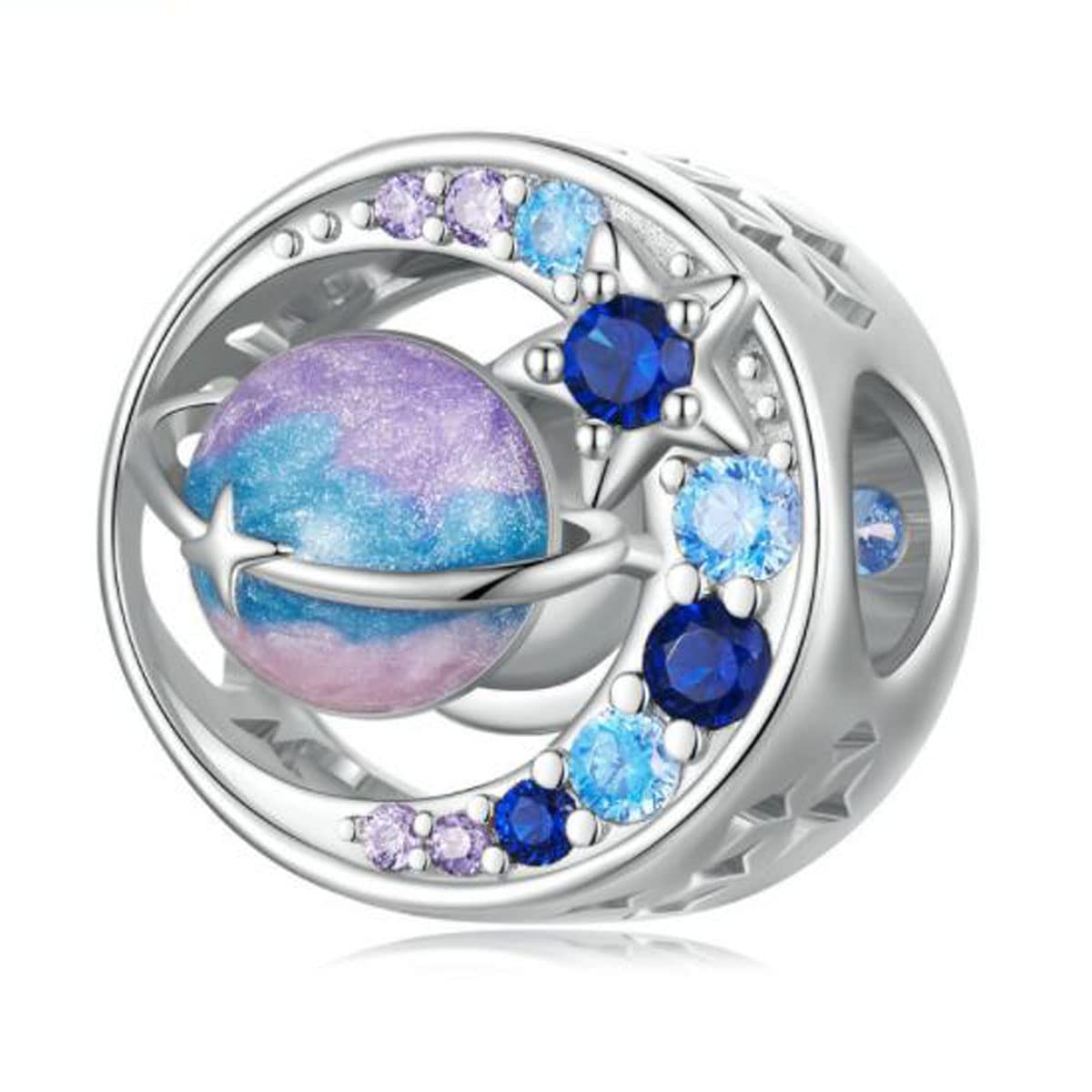 MEETCCYDijes de plata de ley 925 para pulsera de abalorios, sol, luna y estrellas, dijes para pulseras de mamá para ella