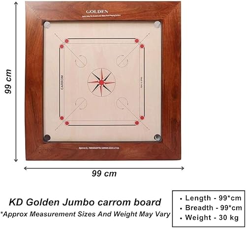Miniatura 7 de KD Golden Carrom - Juego de mesa antiguo para interiores aprobado por la Federación Carrom de India y la Asociación Maharashtra Carrom (1.417 in,