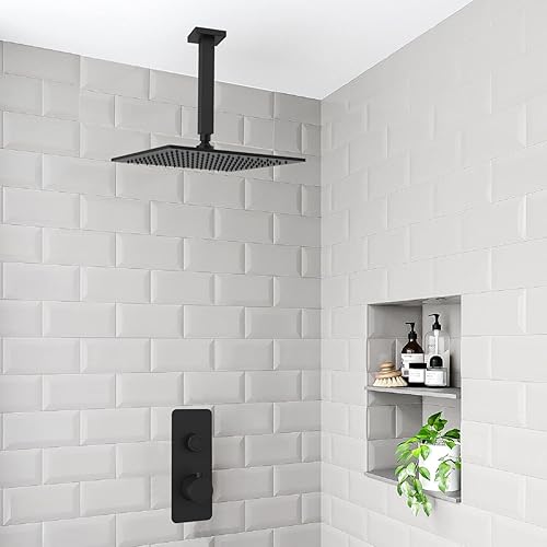 Miniatura 5 de Aquaiaw Cabezal de ducha fijo de lluvia, acero inoxidable 304 soldado con láser sin costuras, integral, 1 pieza, ducha de alta presión para pared o