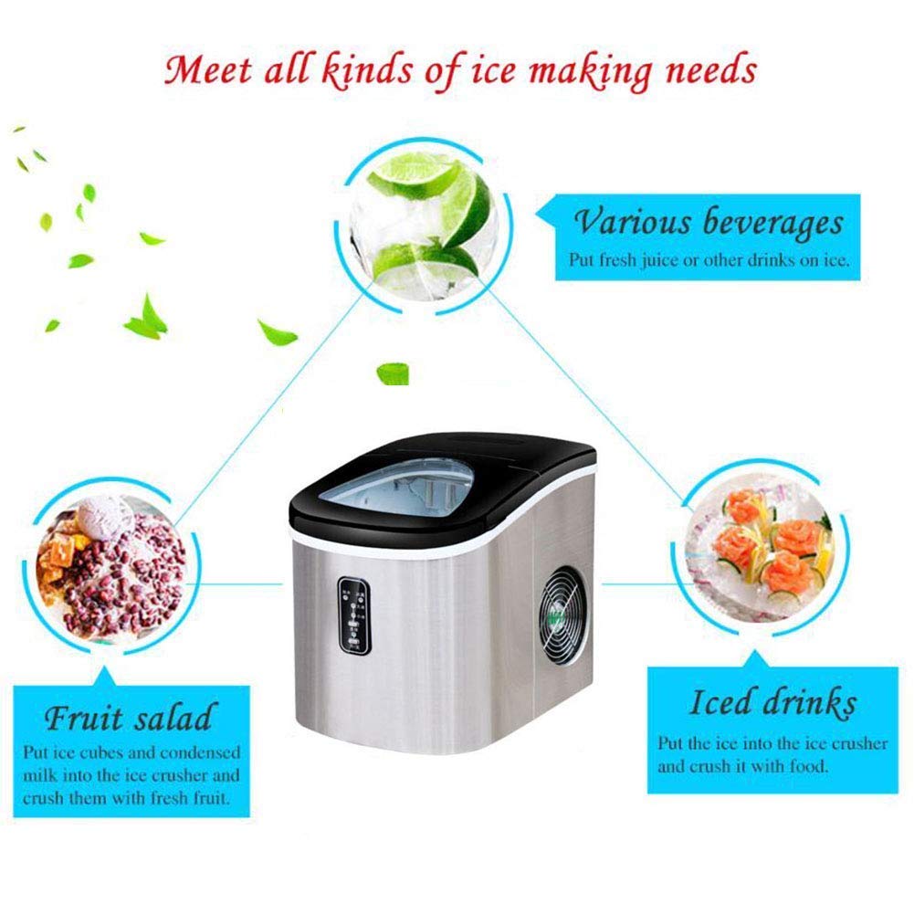 CZCZC Ice Maker Machine for Your Home,Mini Electric Ice Cube Maker,Ice Cube Machine 2l Tank 2 Cube Sizes Led Display Silver on Fridge.com