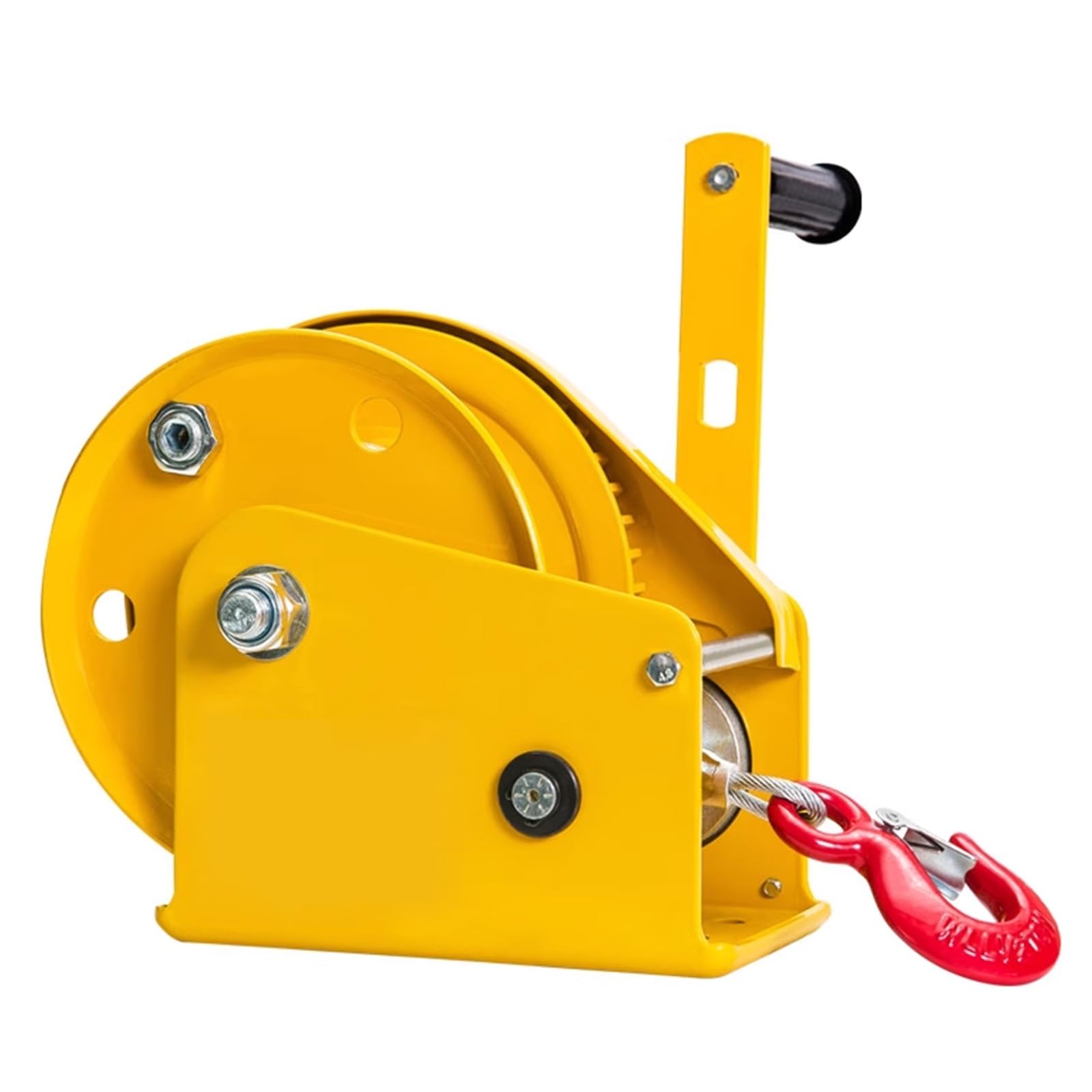 Automatische Bremse, Manuelle Seilwinde mit Haken und Stahlseil, Handbetriebene Winde, Bidirektional Selbsthemmend, Kompaktes, Tragbares Design(1200Lb/500kg,Single-Winch)