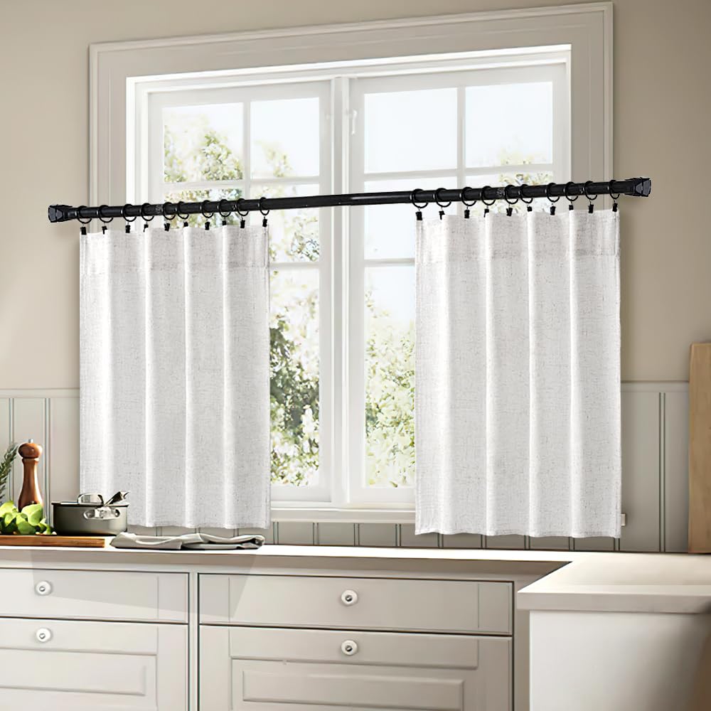 MIULEE Brown Linen Curtains 84 Inch Length for Bedroom Living Room, Soft Thick Linen Textured Window Drapes Semi Sheer Light Filtering Back Tab Rod Pocket Burlap Look Farmhouse Decor, 2 Panels: 26"W x 24"L (Pack of 2) Bleached Linen