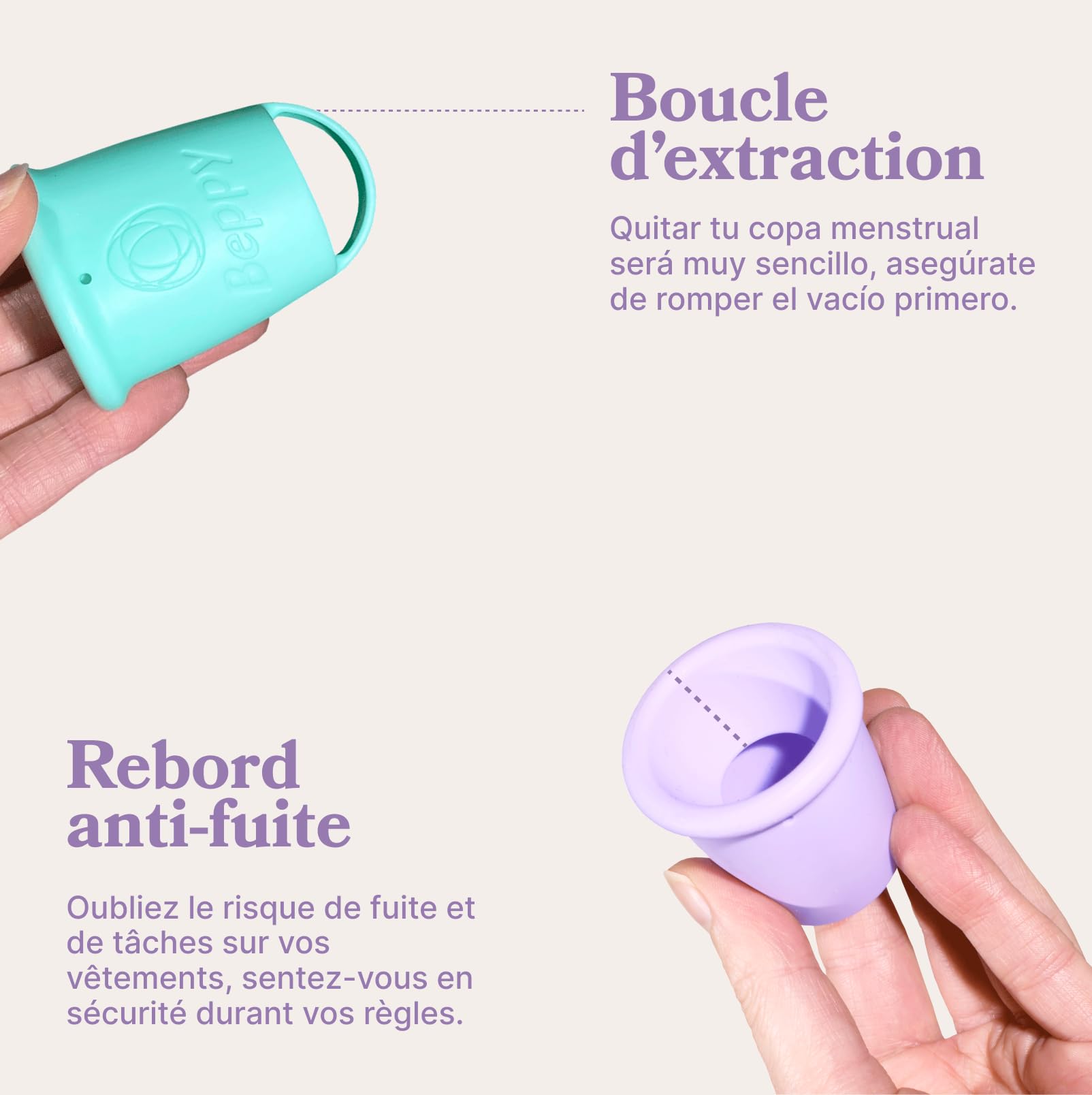 Beppy Coppetta Menstruale Combo Ocean: 2 Coppette Mestruali | Coppetta Menstruale Silicona Medicale (Turchese/Lilla)