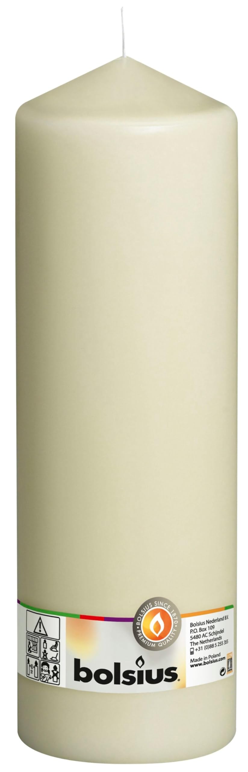 Bolsius Ivory Pillar Candles 300X98mm 150 Hours Burn Time (Box Of 4)