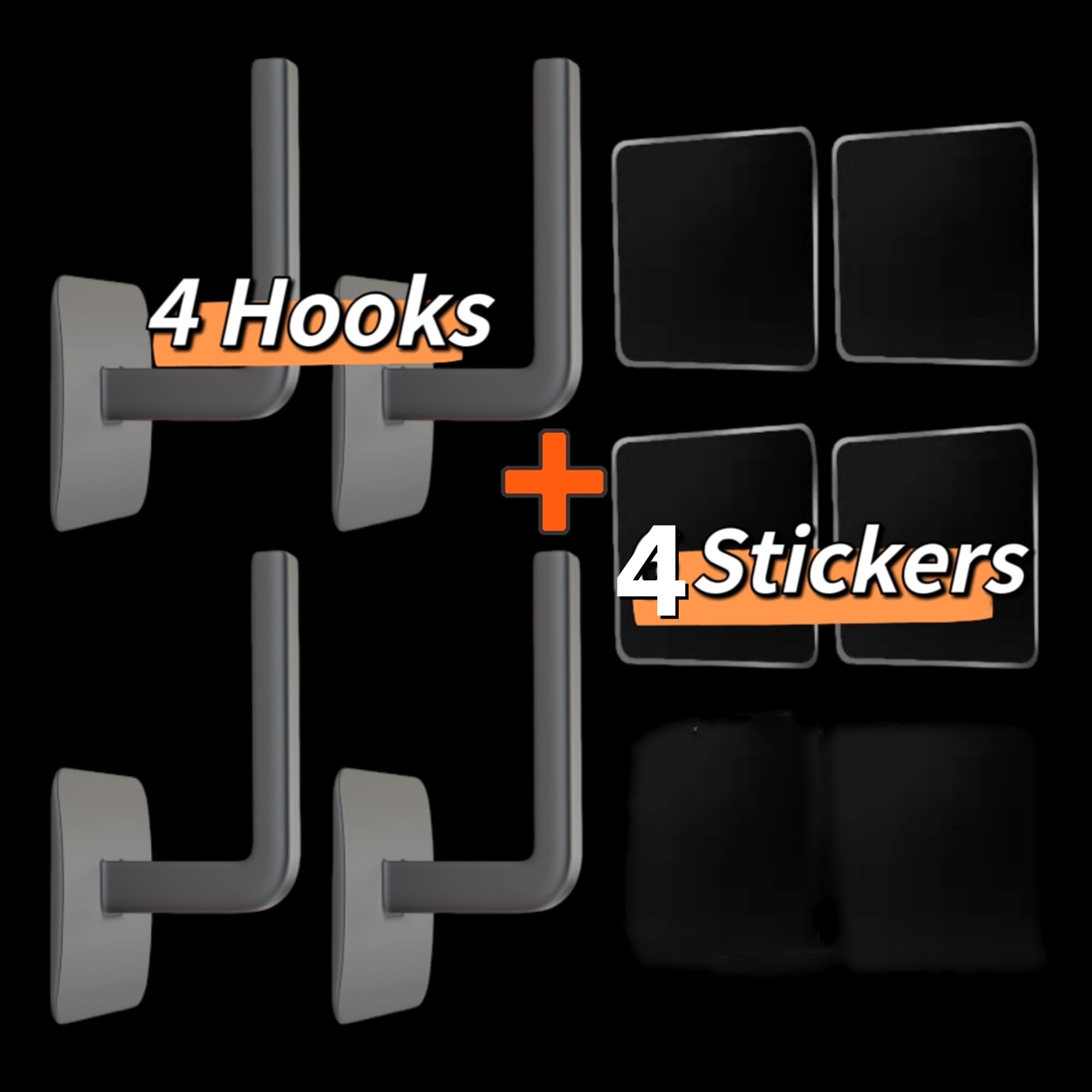 DYMSUP 4 Pcs Adhesive Hat Organizer for Baseball Caps, Hat Racks Hooks Holder Hangers for Cowboy Hat Ball Cap, Hat Storage Organizer for Closet Doors Wall - Highly Adhesive & Nail-Free. (Black)