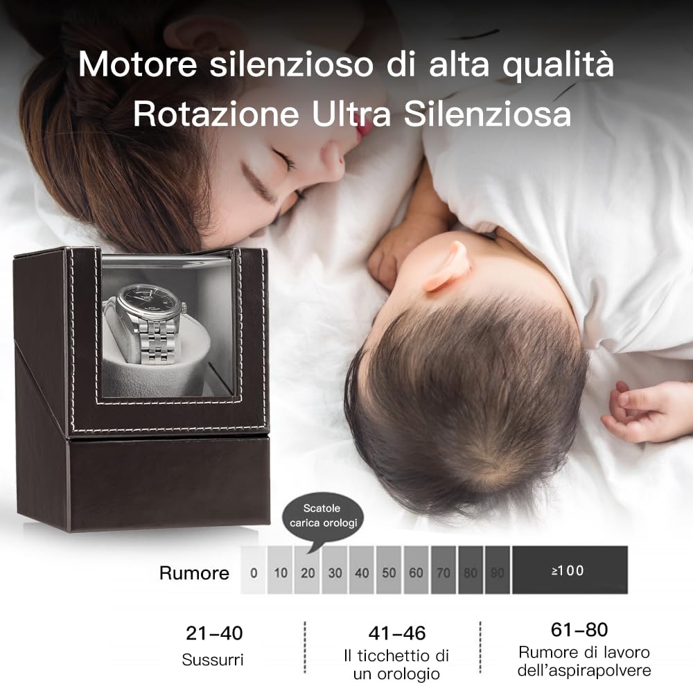 Scatola Carica Orologio Scatola orologio a carica automatica in cuoio con motore silenzioso per orologi da polso