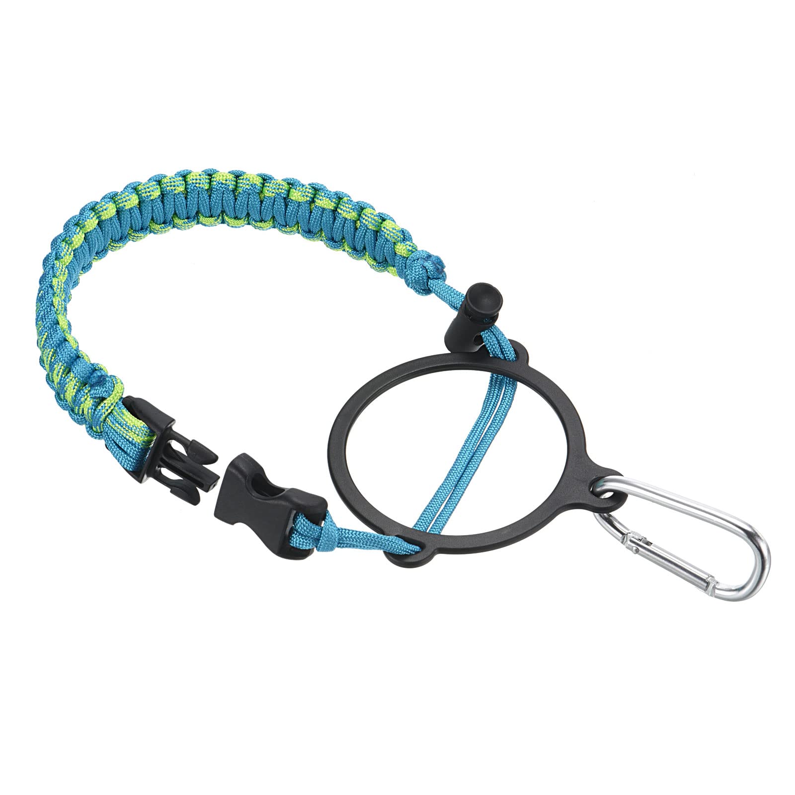 PATIKIL Water Bottle Holder, Paracord Handle Carrying Lanyard Strap Carrier with Ring for 12oz to 64oz Wide Mouth Bottles, Green Camo, Light Blue