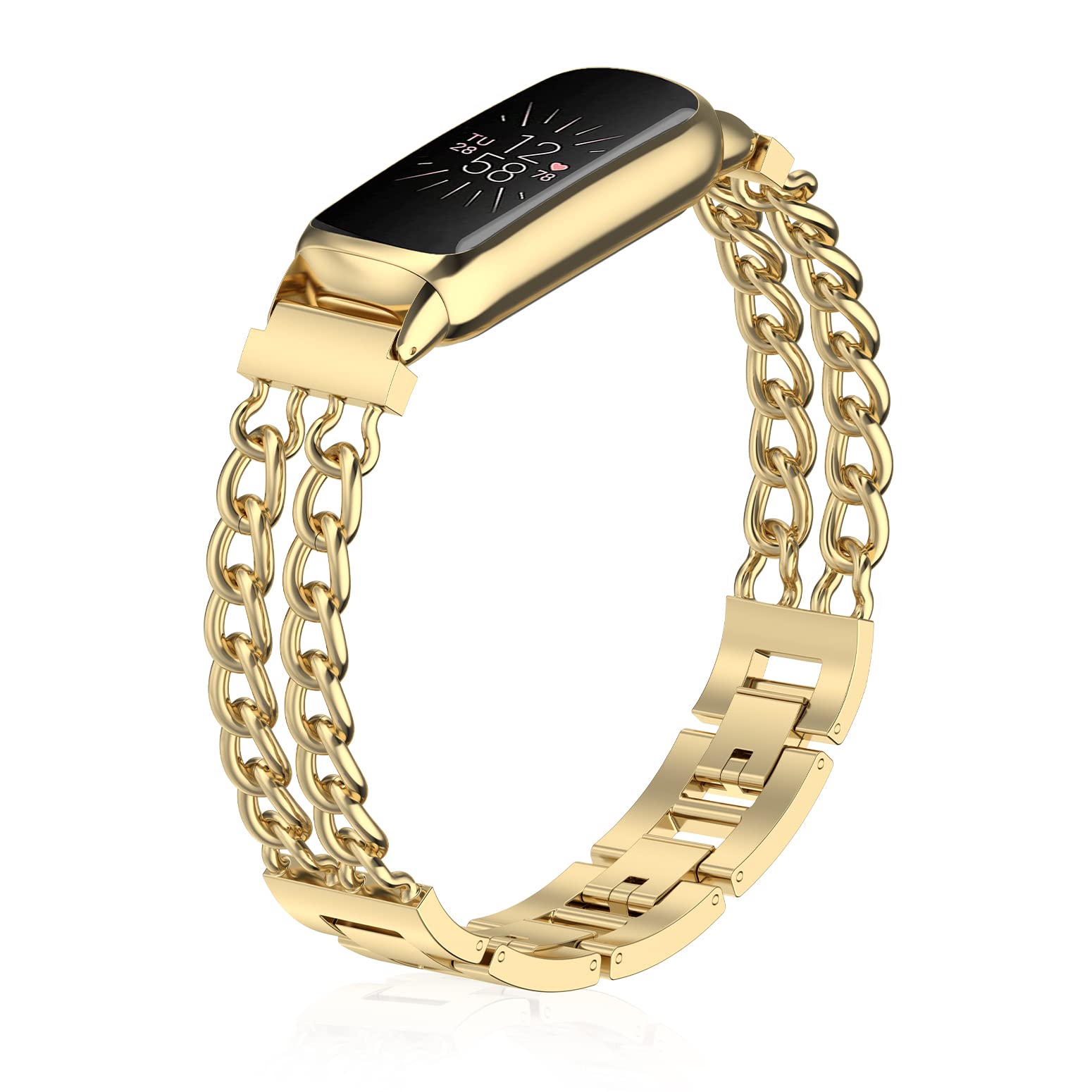 EverAct Compatible with Fitbit Luxe Bands, Metal Band Stainless Steel Adjustable Wristband Replacement Strap for Fitbit Luxe Smart Watch for Women Men