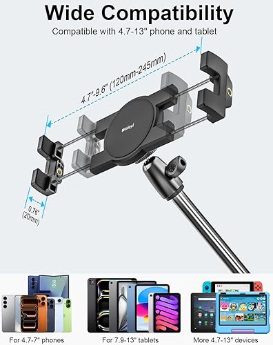 Miniatura 6 de Soporte para tablet de coche o camión o teléfono de piso, 35 pulgadas resistente con rotación de 360 ajustable para iPad Pro Air Mini, Galaxy Tab, Z