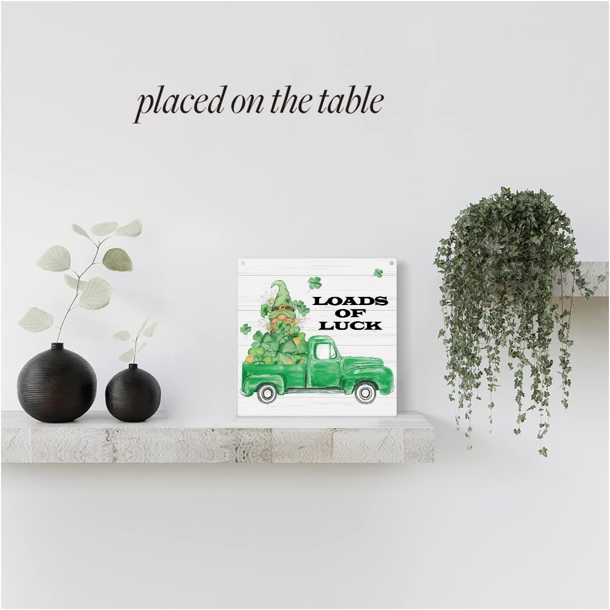 Rustic St Patricks Day Wood Wall Art Wall Hanging Decor Funny St Patricks Gnome Shamrock Truck Decoration Wooden Decorative Plaque Sign for Home Farmhouse Kitchen Bathroom Decor Loads of Luck Sign : Home & Kitchen