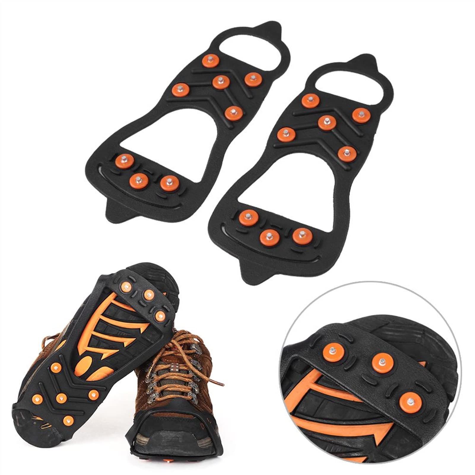 Schuhspikes Universal 8 Bolzen Eisschuh Spiked Grips Cleat Crampons Winter Klettern Outdoor Camping Anti Slip Schuhe Abdeckung Skifahren Zubehör (Color : L)