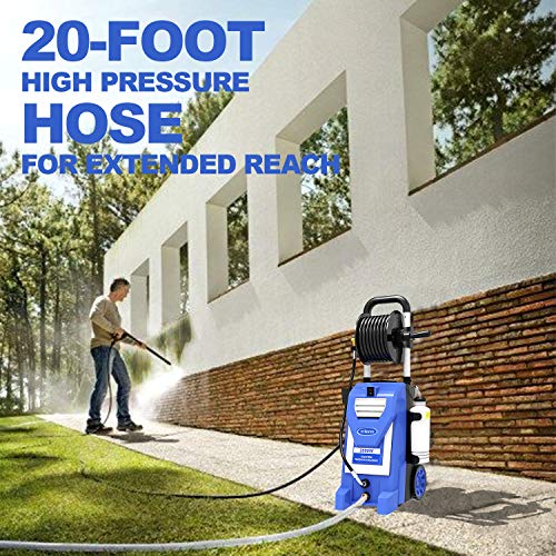 mrliance 3800PSI Electric Pressure Washer 2000W 3GPM High Pressure Power Washer Car Washer with Hose Reel, 5 Adjustable Nozzles, Soap Bottle (Blue)
