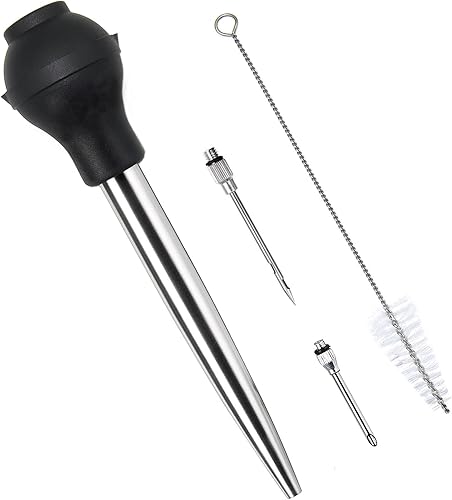 Mejor Utensilios Acero Inoxidable Turquía Baster Grado Comercial Calidad Bombilla de Silicona Incluyendo 2 Agujas Inyectoras de Adobo y Cepillo Para