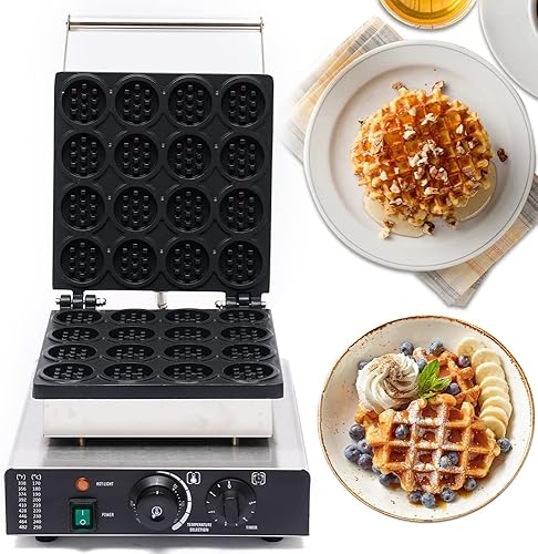 Miniatura 5 de 16 unids eléctrica mini wafflera redonda holandesa panqueques panqueques máquina antiadherente 1750 W waflera comercial para hornear deliciosos