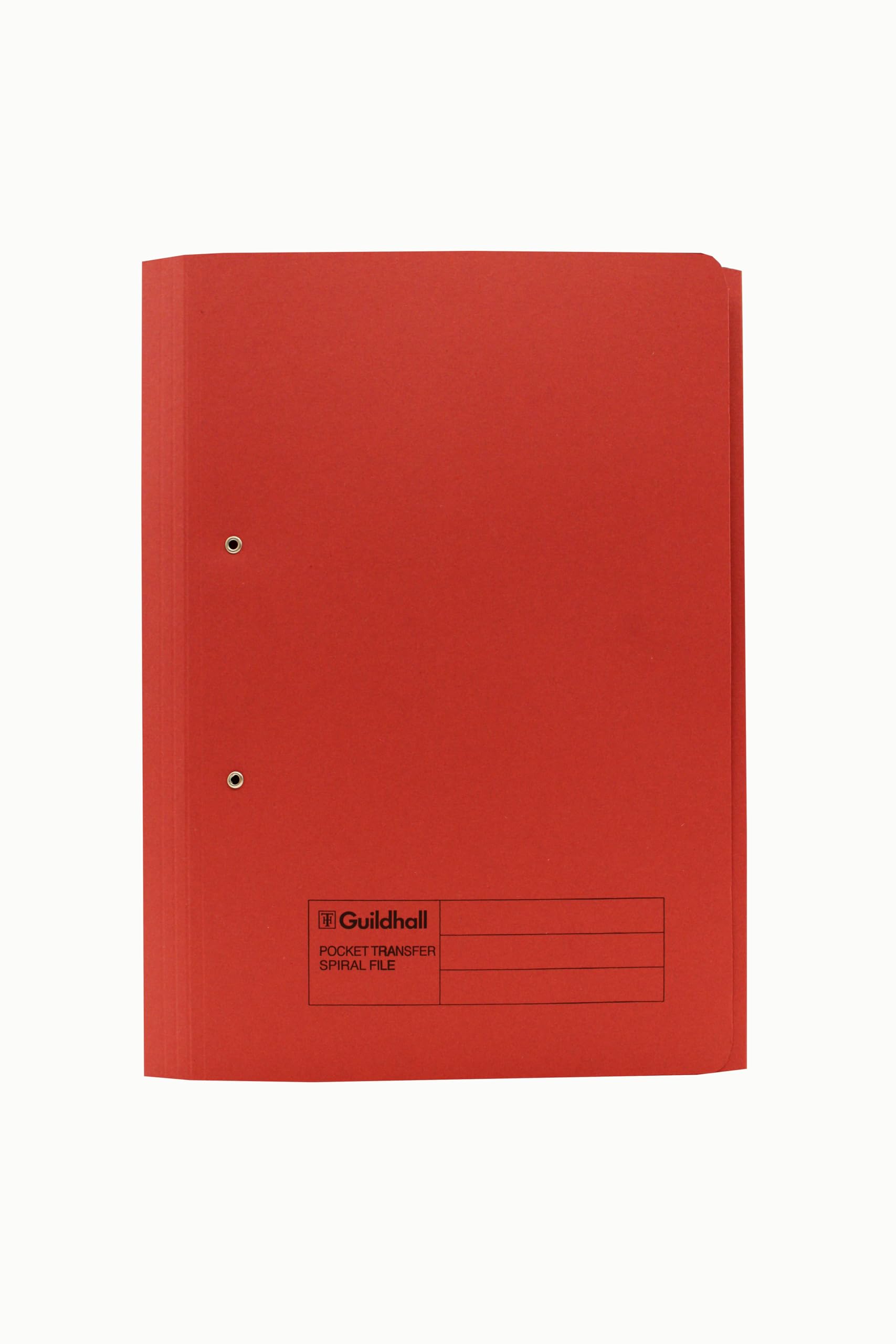 Exacompta - Rif. 211/9065Z - Guildhall - Raccoglitore a spirale tascabile, 325 x 357 mm, 315 g/m² in manilla, formato A4 e protocollo, tasca destra, certificato Blue Angel - rosso, confezione da 25