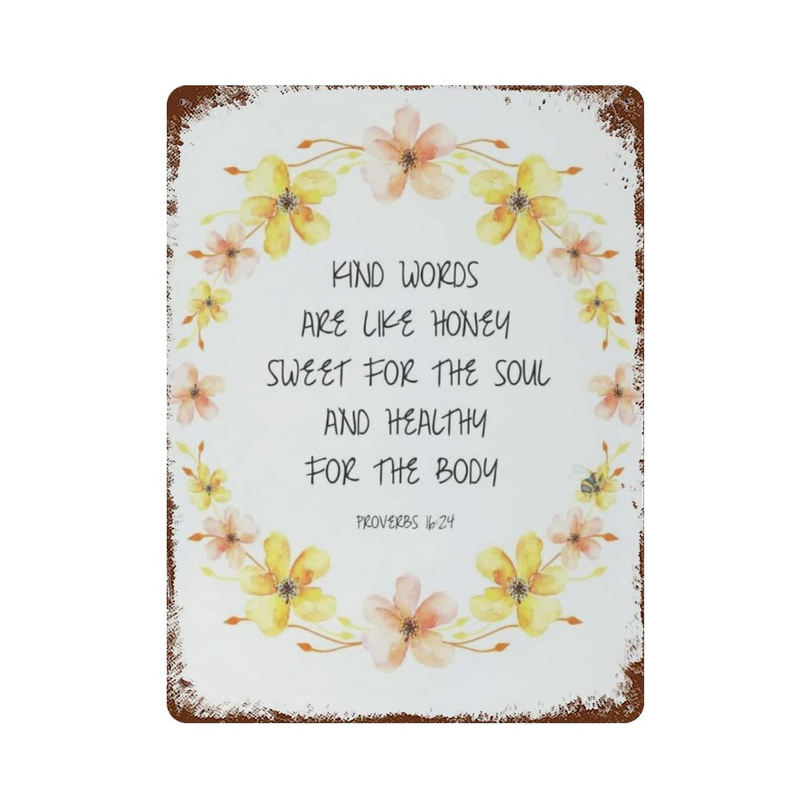 AOOEDM Kind Words Vintage Metal Tin Sign for Home Coffee Shop Office Wall Art Metal Poster Garage Decor Man Cave Sign Inspirational Quote Wall Decor
