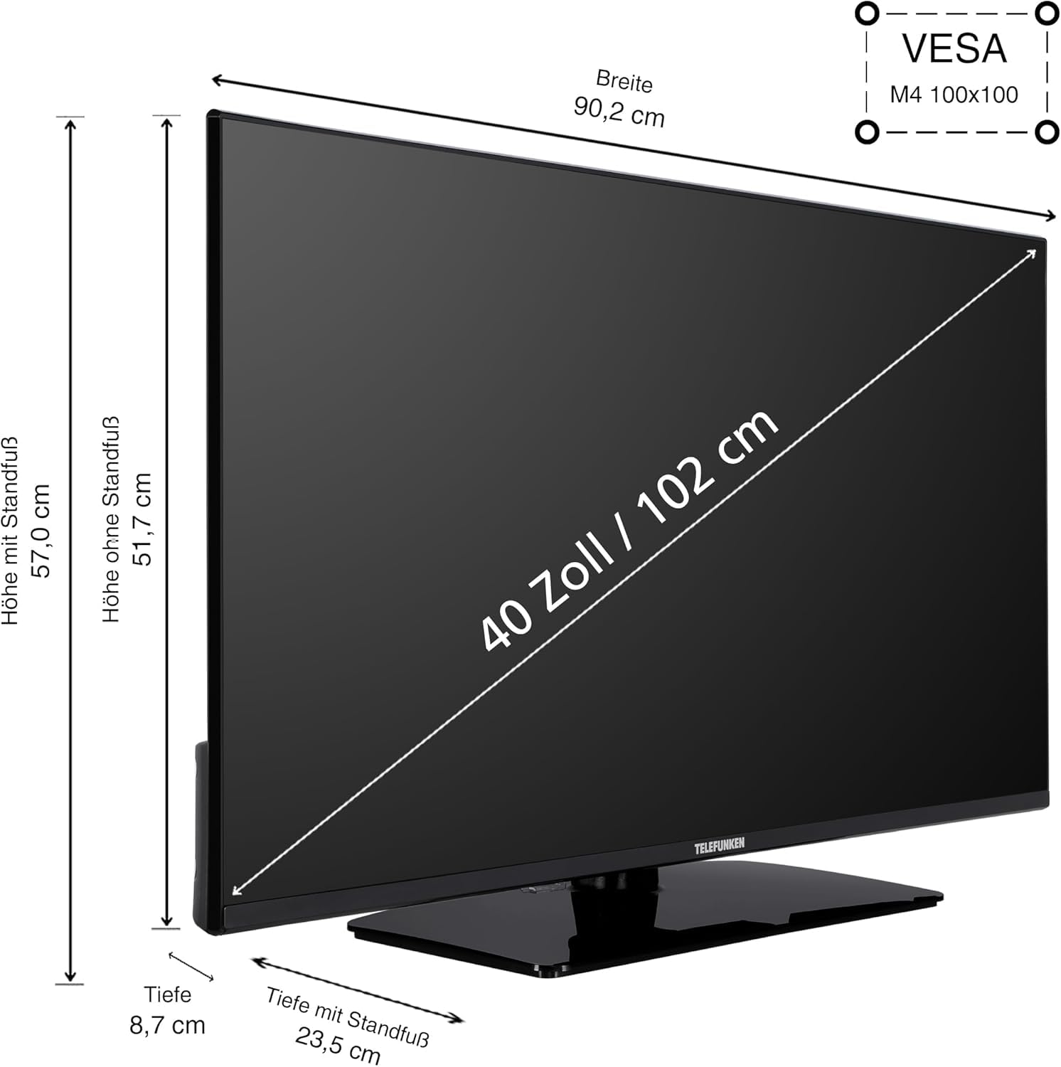 TELEFUNKEN T40X840 Home 40 Zoll LED TV (Flat, 40 Zoll / 101 cm, Full-HD, SMART TV)