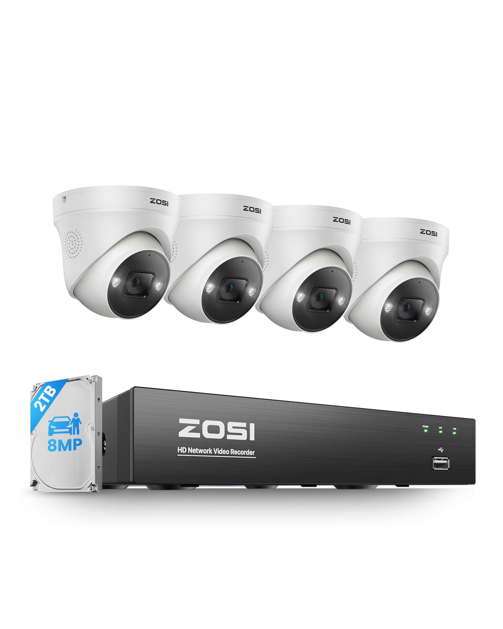 Amazon.com: ZOSI 4K PoE Security Camera System,4pcs 8MP Outdoor