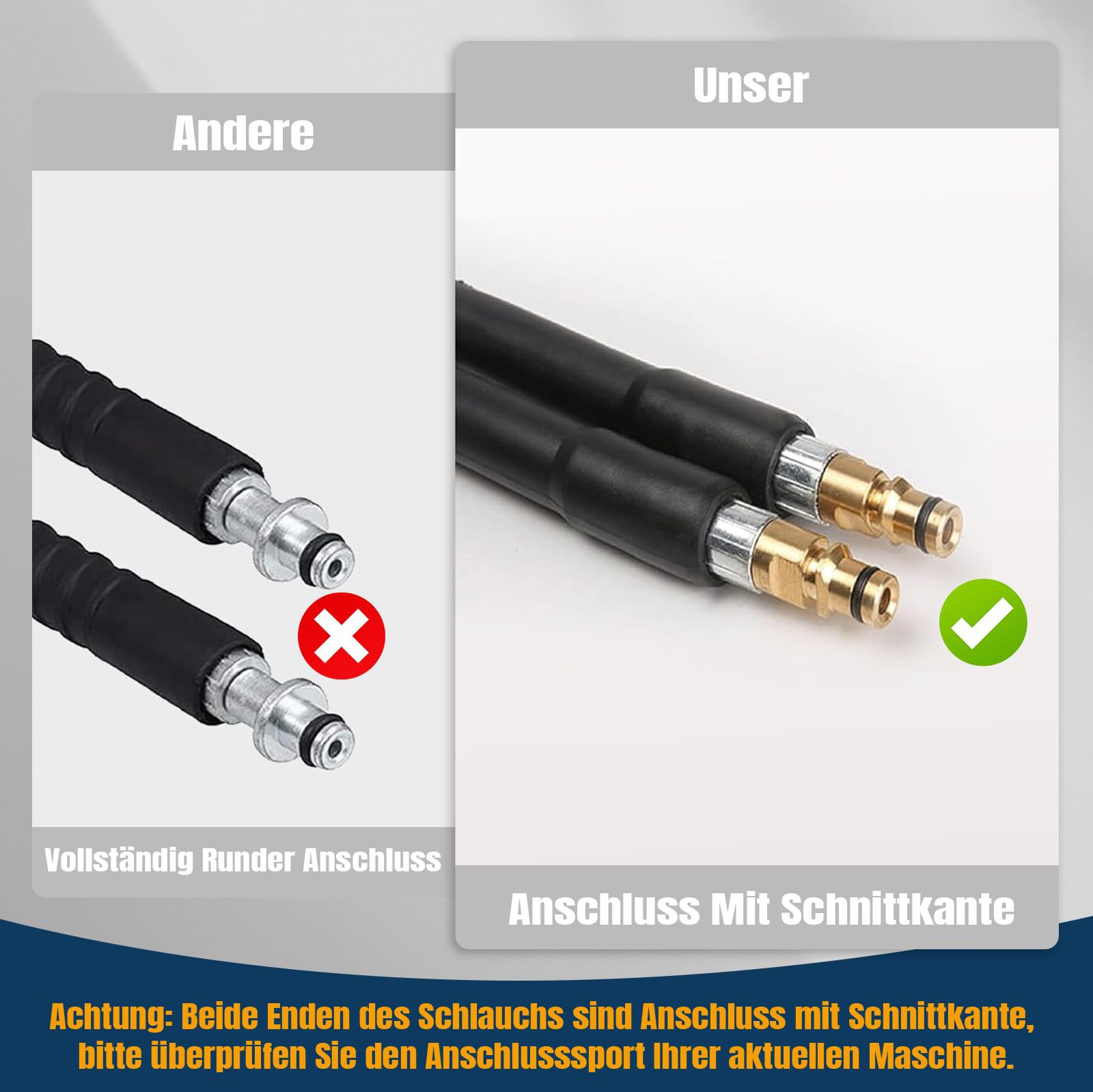 15M Hochdruckschlauch Kompatibel mit Kärcher K-Serie K2/K3/K4/K5/K6/K7, 180Bar Verlängerungsschlauch mit Quick Connect Anschlüsse, Hochdruckreiniger Ersatzschlauch