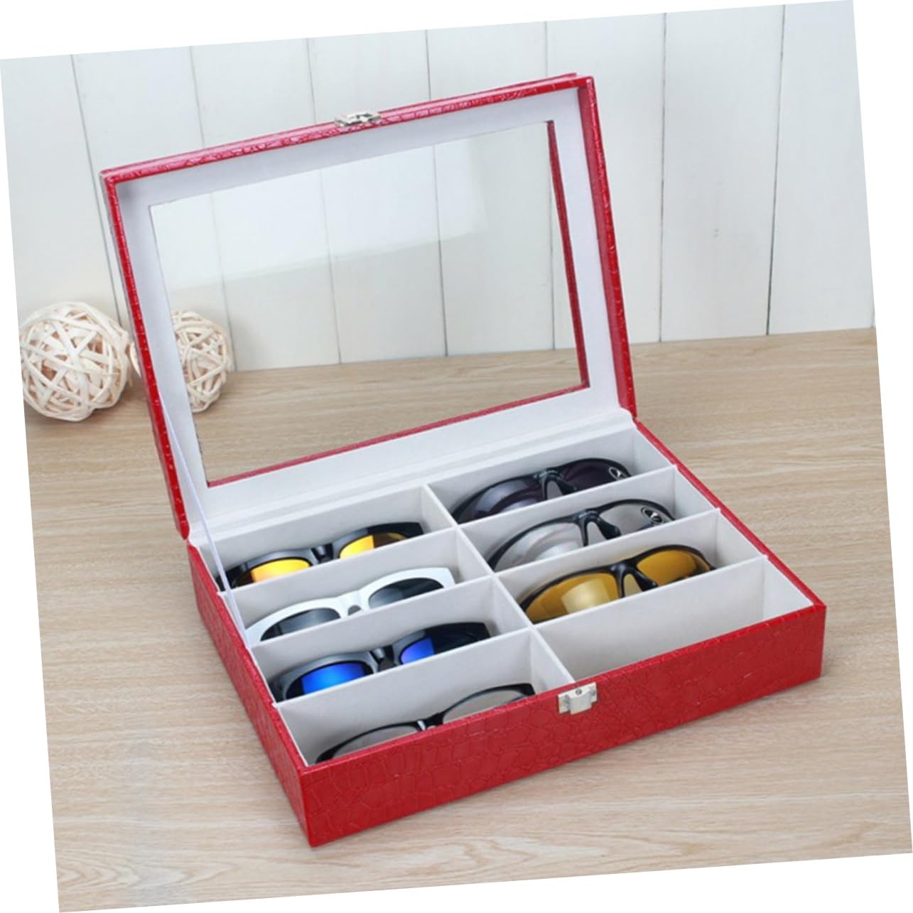 PACKOVE Organizer Do Przechowywania Okularów Przeciwsłonecznych Pudełko Ekspozycyjne Z Pu Z 8 Przegródkami Idealne Do Użytku Domowego I Biznesowego