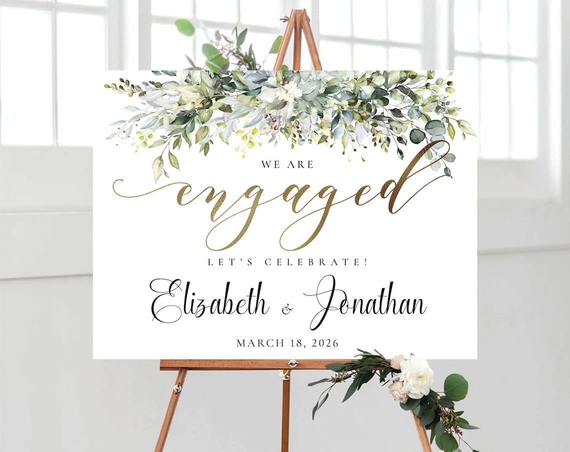 Amazon.com: Personalized Engagement Welcome Sign, Engagement Party Sign ...