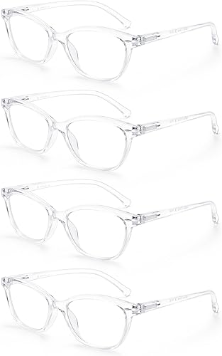 Miniatura 8 de HEEYYOK Paquete de 4 lentes de lectura para mujer, marco redondo, bisagras de resorte, colorido a la moda para mujer, con funda suave 2.00