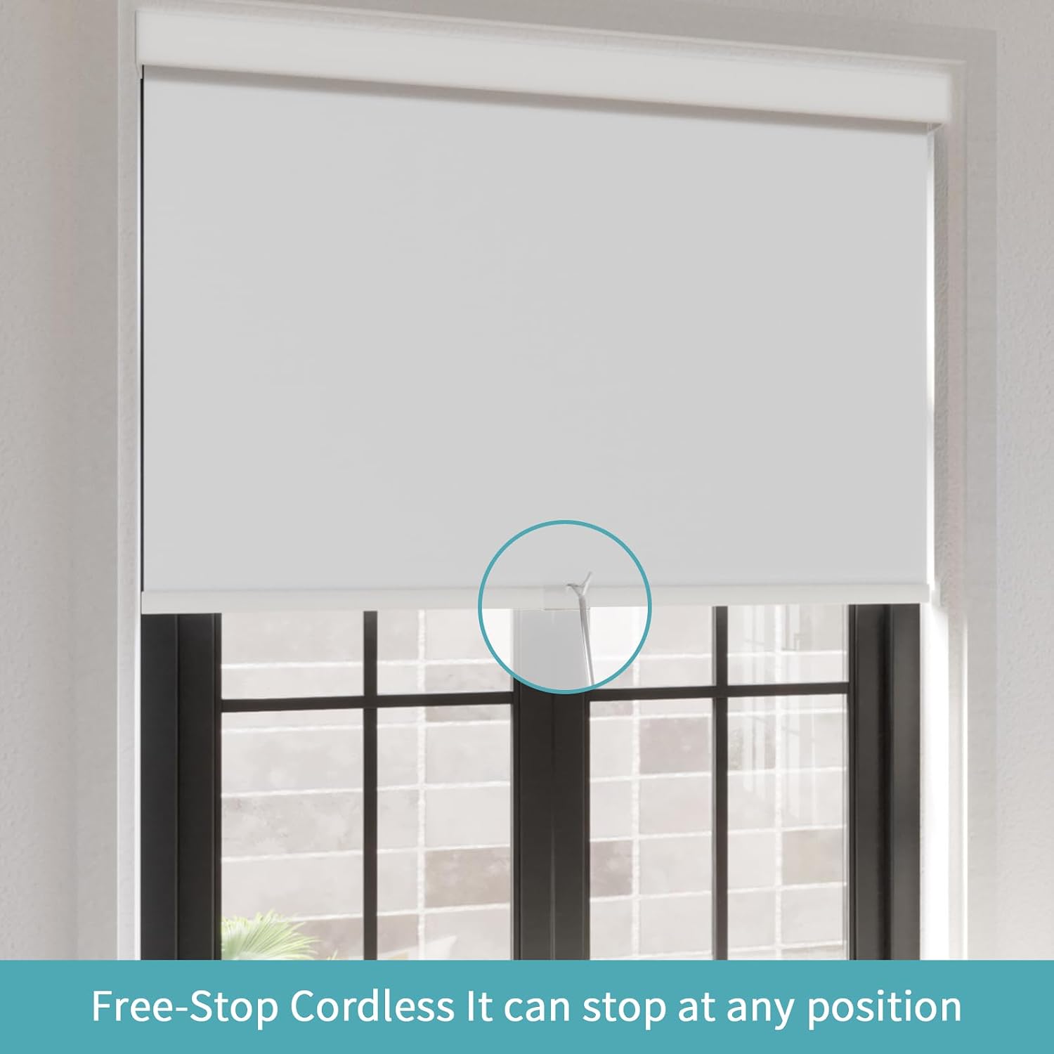 MYshade Cordless Blackout Roller Shades for Windows with Valance, Thermal Insulated UV Blocking Fabric, Cordless Window Blinds for Bedroom & Living Room, Easy Install, 34" W x 72" H, White