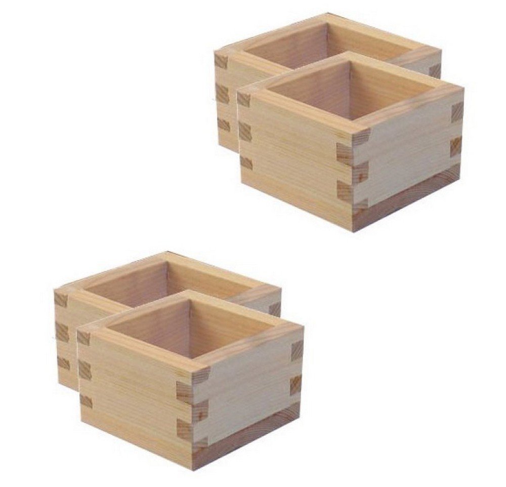 Masu Wooden Sake Cup, 2-Ounces, Set of 4, Natural