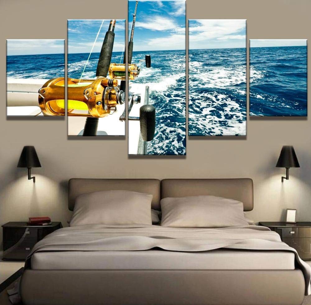 Impressions sur toile 5 pièce cadre panorama marin et fleurs