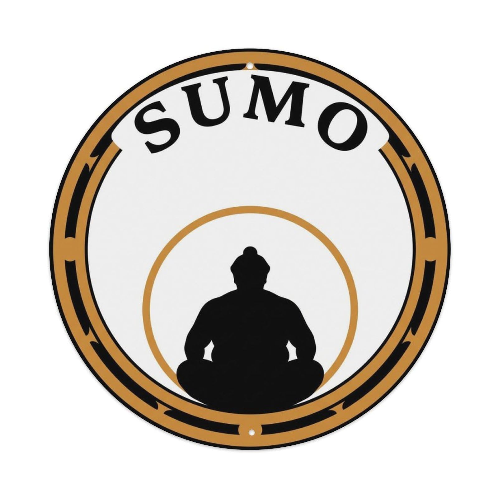 Olyhtr 8X8inch Classic Style Sumo Meditation Pre Match Minimalist Ink Ochre Metal Tin Sign