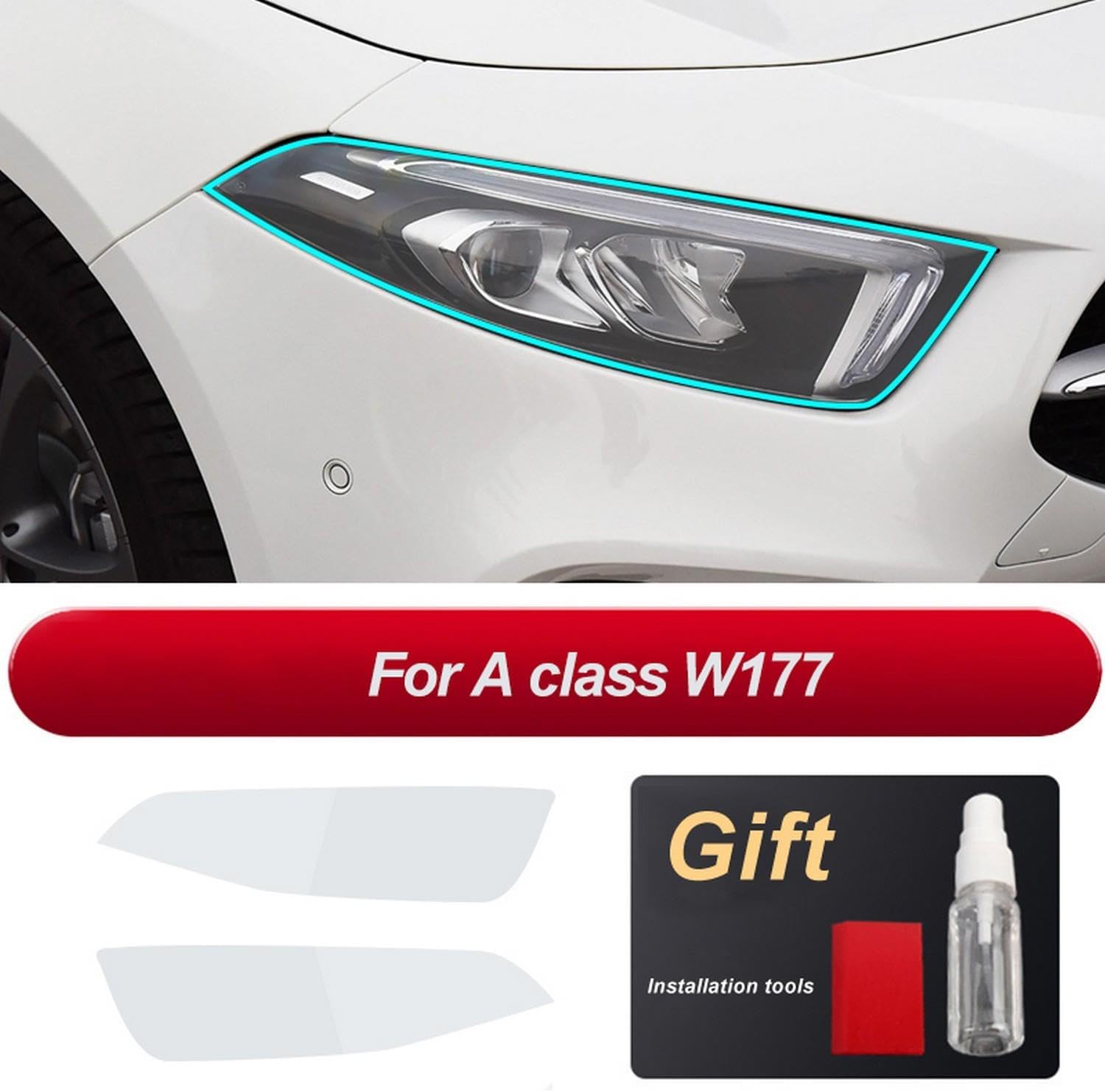 JCAKES Car Headlight Protective Film Transparent TPU Sticker ，for Mercedes Benz W177 W205 W212 W213 X253 X156 X167 X166 Accessories