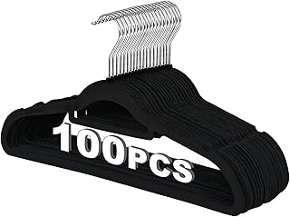 ZENY Premium Velvet Suit Hangers 100 Pack Non Slip Black Clothes Hanger Hook 360 Swivel Ultra Thin