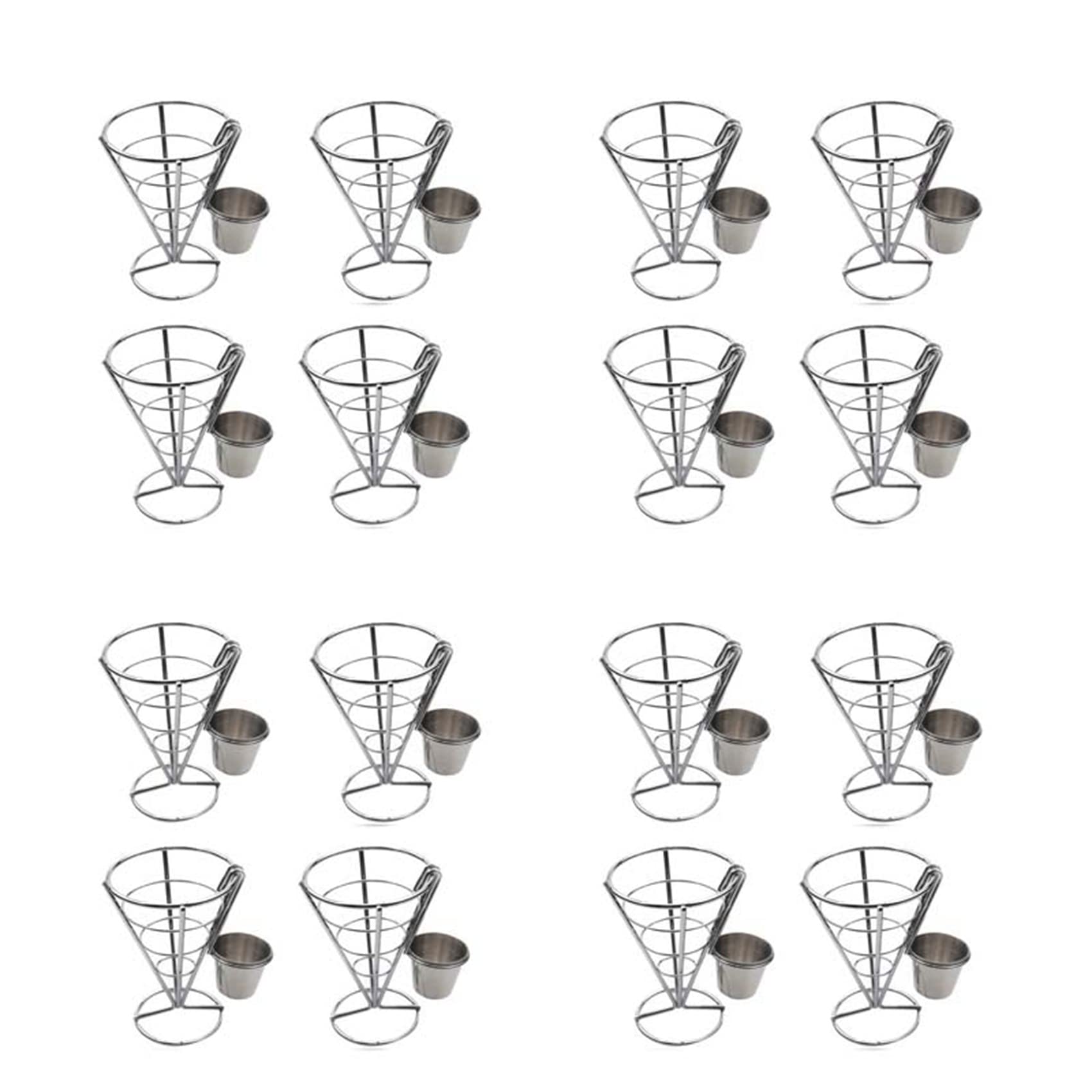 Hndhbfgrt 16 Pcs French Fries Stand Cone Basket Fry Holder with Dip Dishe Cone Snack Fried Chicken Display Rack Food Shelves Bowl