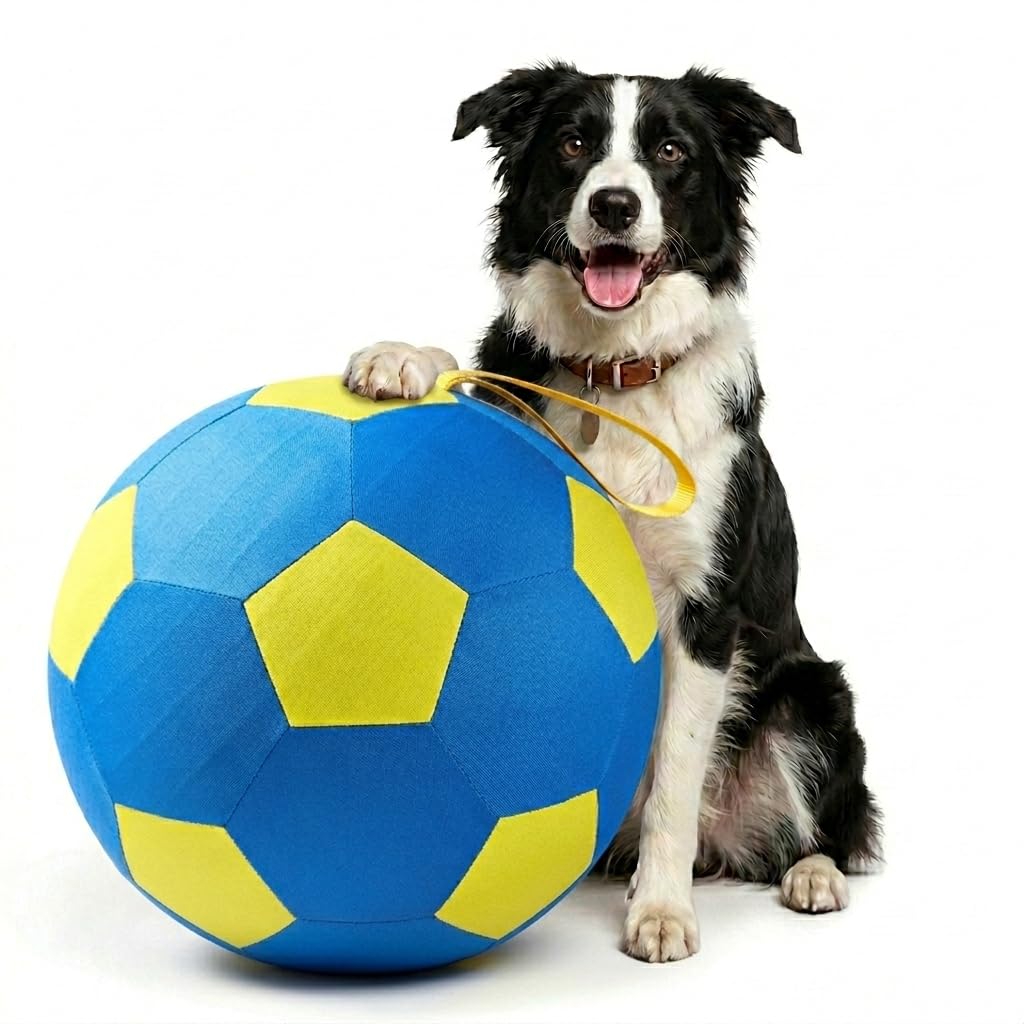 Herding Ball for Dogs,Giant Ball for Outdoor Dog Fitness,Resistant Dog Soccer with Handle for Agility Training,Mental Stimulation & Push-and-Chase Play (C, M (18 inch))