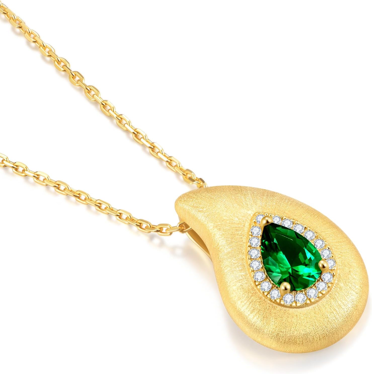 LEONIDS 14K Gold Pendant Necklaces for Women | Moissanite or Lab-Grown Emerald Necklace Non Tarnish | Birthday Jewelry Gifts for Mom Wife (925 Sterling Silver Base)