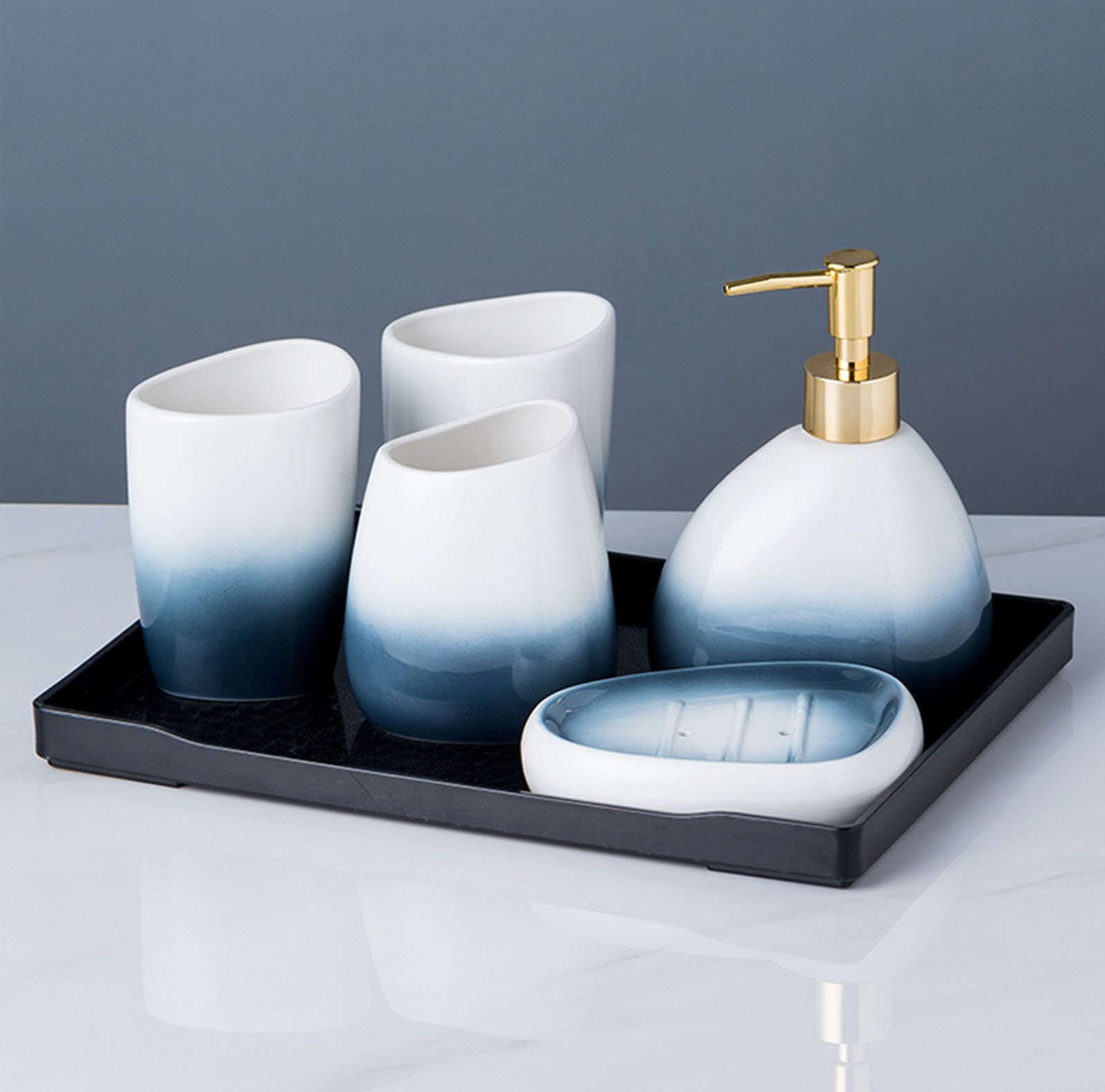 Zestaw 2 ceramicznych dozowników do mydła w pianie z mydelniczką
