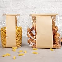 Vista 7 de Restaurantware - Bag Tek - Bolsas de corbata de estaño kraft de 4.6 x 3.5 x 12.5 pulgadas, 100 bolsas resellables para panadería - Fondo plano