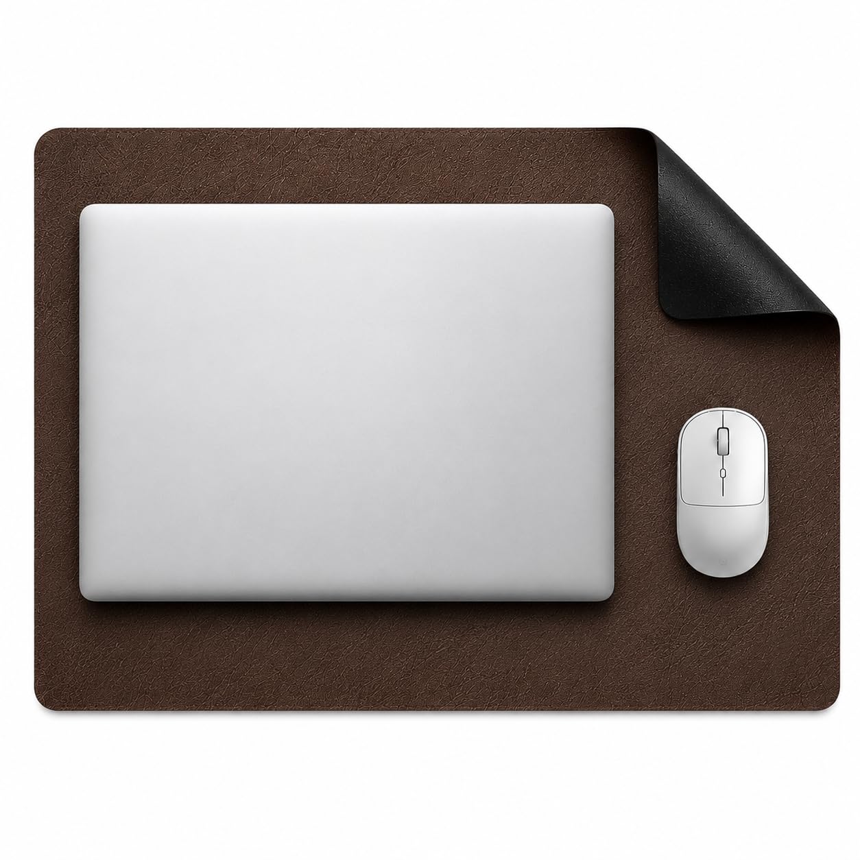 Double-Sided Laptop Desk Mat 45 x 30 cm | PU Leather Desk Pad, Waterproof Mouse Pad & Keyboard Mat, Reversible Office Desk Protector for Up to 15.6 Inch Laptops (Brown & Black)-image-36