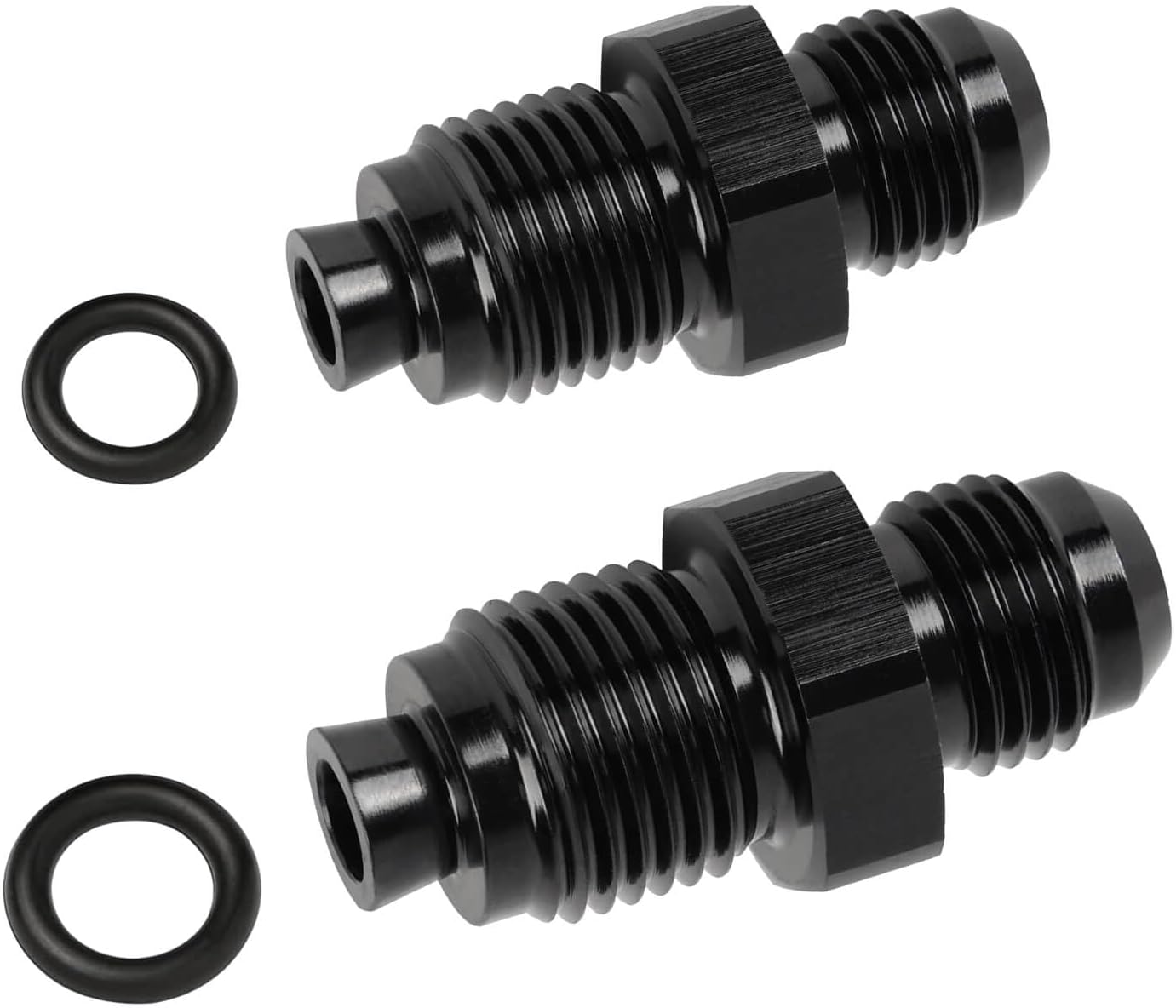 Black Straight 6AN to 16mm and 6AN to 18mm Power Steering Fittings with O Rings fit