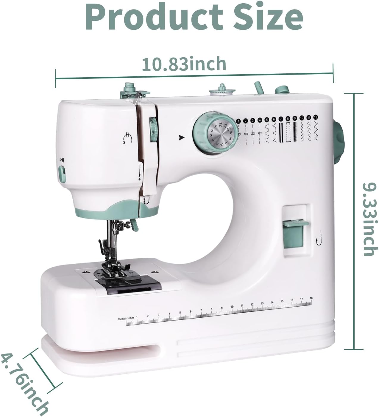 Mini Sewing Machine for Beginners, 12 Built-In Stitches, 2 Speed, Basic Sewing Kit Included，Multifunctional Portable Sewing with Foot Pedal, Light, Perfect for Home Use