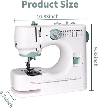 Mini Sewing Machine for Beginners, 12 Built-In Stitches, 2 Speed, Basic Sewing Kit Included,Multifunctional Portable Sewing with Foot Pedal, Light, Perfect for Home Use