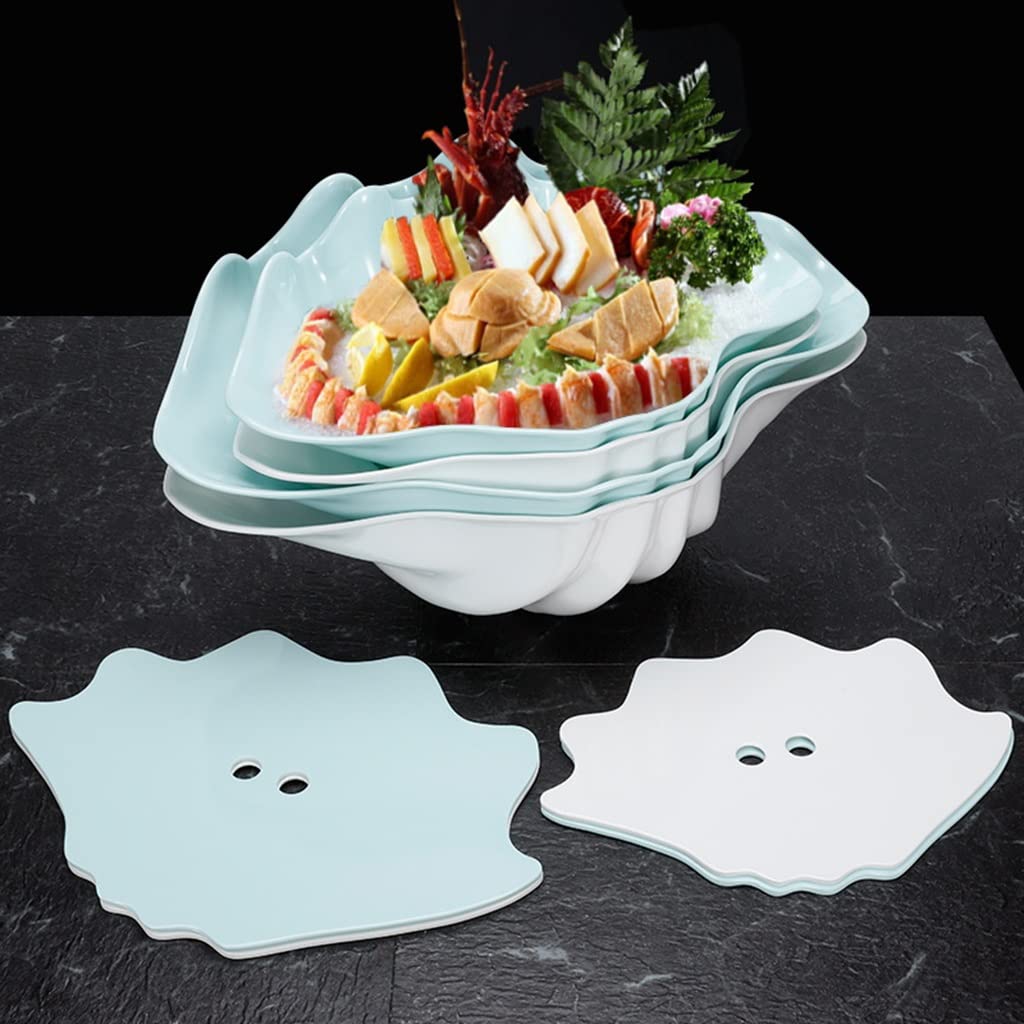 Bandeja de Servicio de Buffet con Plato de Sashimi de mariscos japoneses, Bandeja Decorativa Especial de Hielo seco, Platos de Postre y Aperitivos, apilables en Forma de,White-S