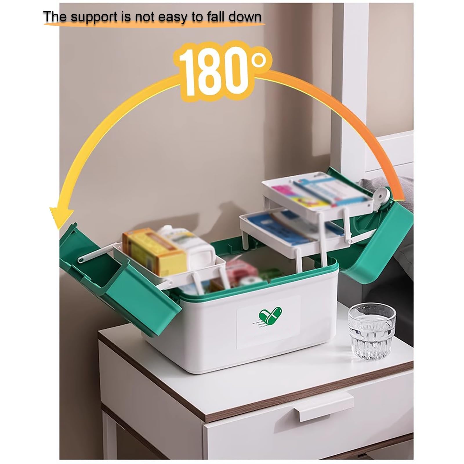 Scatola Porta Medicine, Porta Medicine, kit Pronto Soccorso, Scatola di Pronto Soccorso Portatile per la casa, Scatola Portautensili Multifunzione in Plastica con Maniglia(Red,Large)