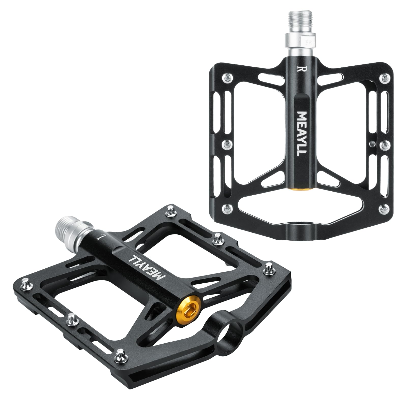 Fahrradpedale, CNC-gefräste Aluminium MTB Pedale mit Cr-Mo-Stahlachse, 306g Extra Breite Rutschfeste Flat Pedale mit Abgedichtete Lager, 9/16" Pedale Fahrrad für Gravel, Rennrad, Mountainbike,Trekking