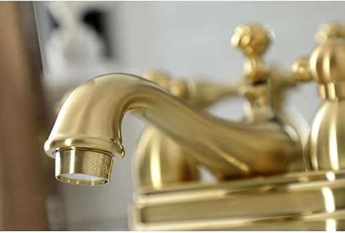 Miniatura 10 de Kingston Brass KS3605AL Restoration 4 pulgadas Centerset Lavatorio grifo con palanca de metal, bronce aceitado