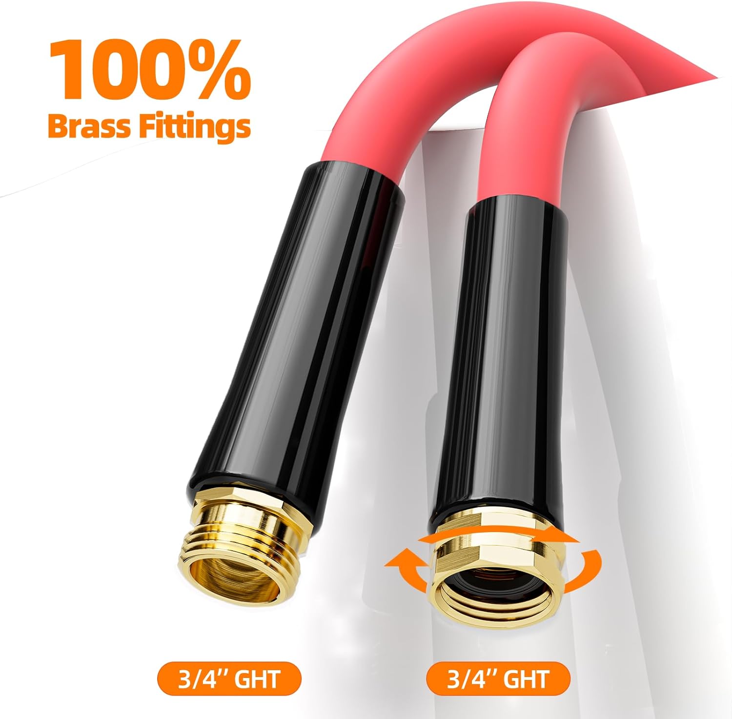 Hot/Cold Heavy Duty Water Garden Hose -50℉ to 190℉, Water Garden Hose 50 ft x 5/8'', 600Psi & Lightweight & Flexible Rubber Hose with 3/4'' Brass fittings for Outdoor, Yard, RV